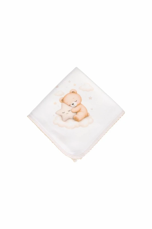 Mouchoir en mousseline pour bébé avec imprimé ours sur une étoile