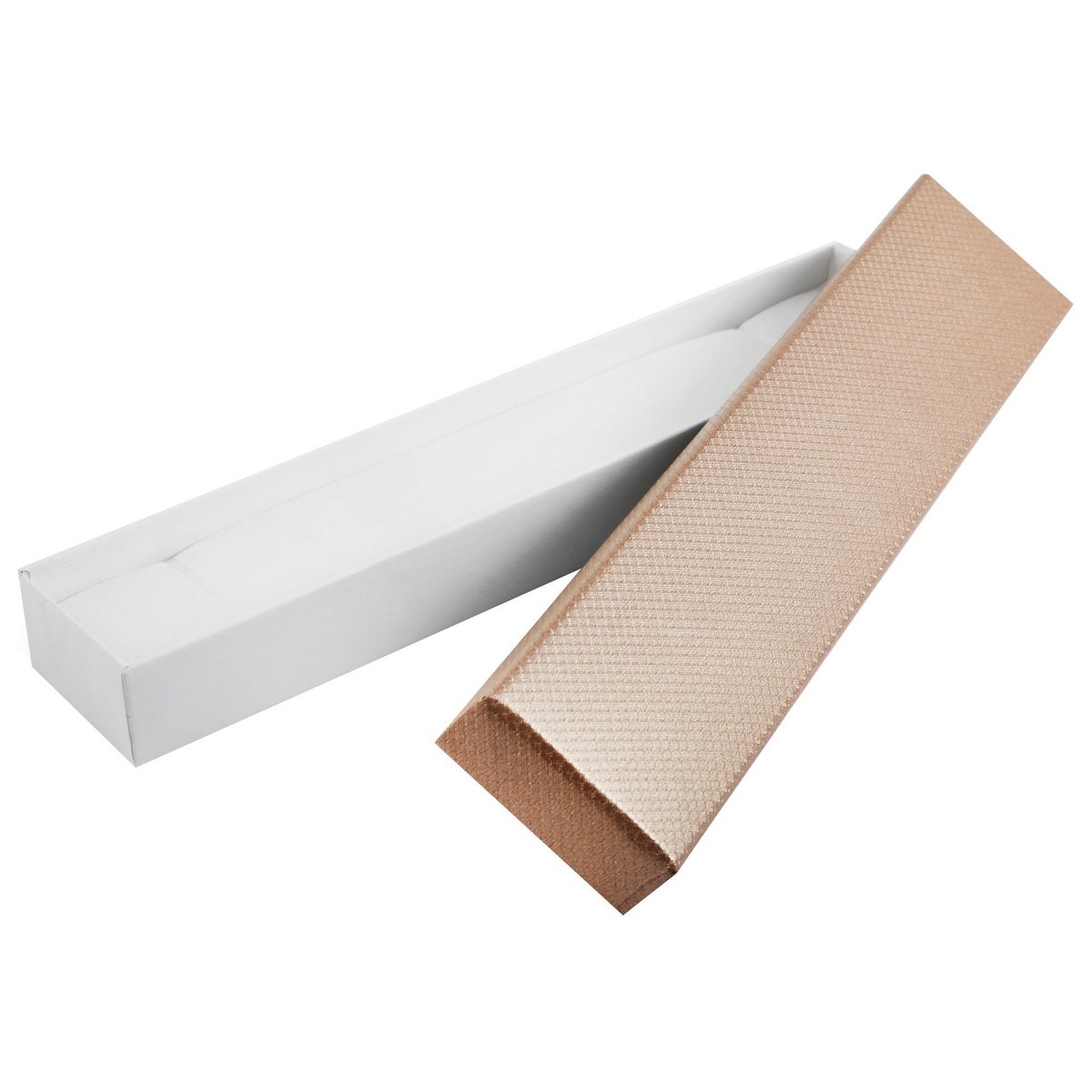 Emballage pour bijoux, lot de 12, dimensions : 21,5 x 4,5 x 2,5 cm, beige/blanc