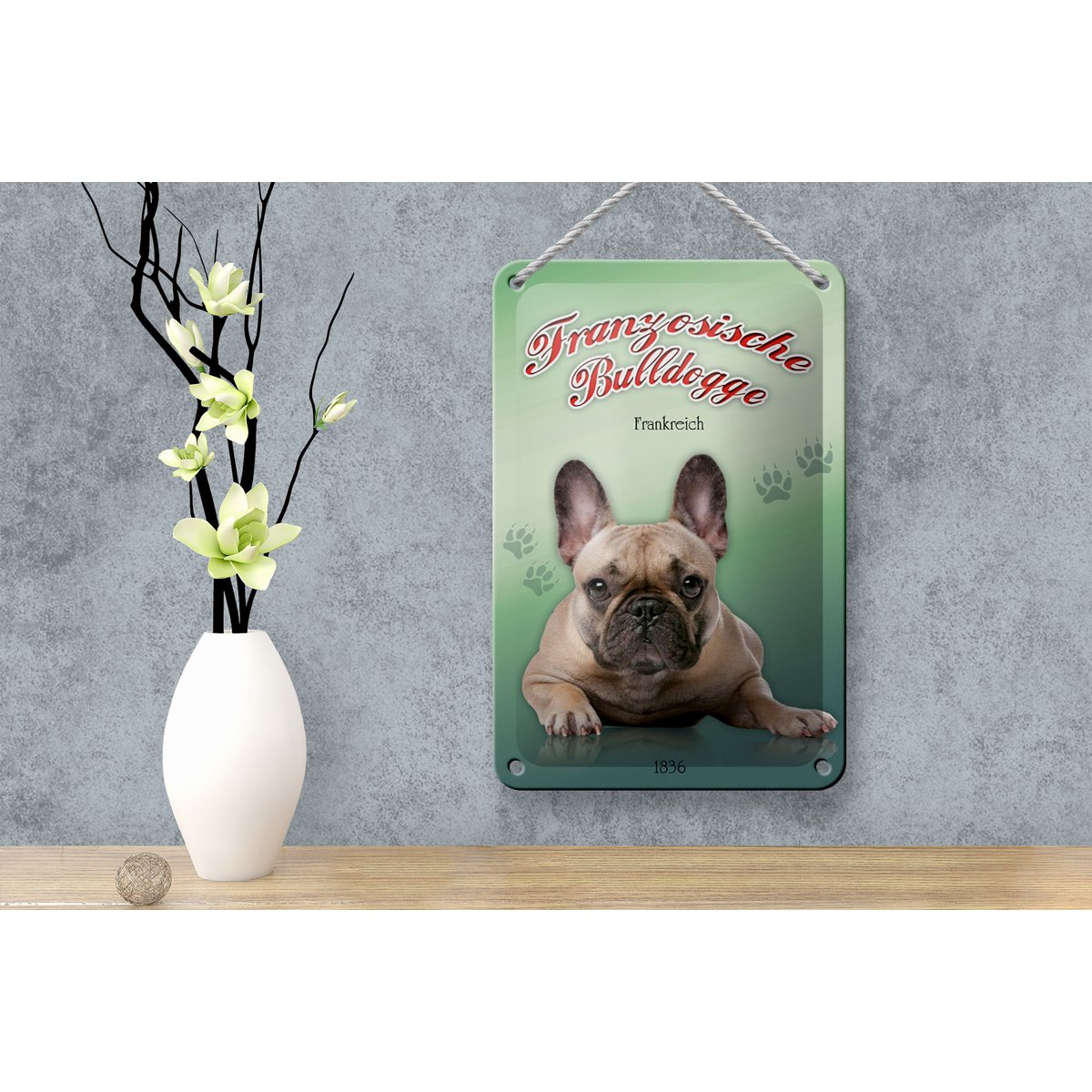 Tin Sign Dog 12x18cm French Bulldog Decoration