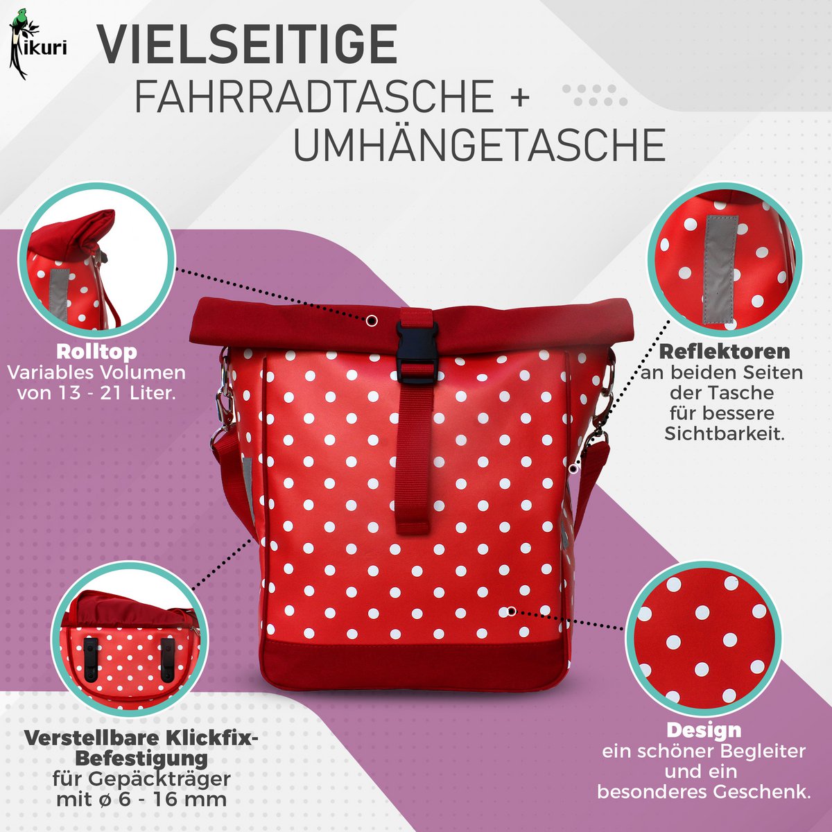 Bolsa de bicicleta para la bolsa de bolsas de silla de montar en bicicleta, con una correa para colgar, impermeable - Diamante Copy