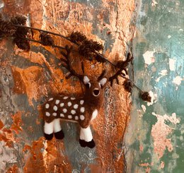 Handmade Felt Brown Stag Biodegradable Hanging Decoration
