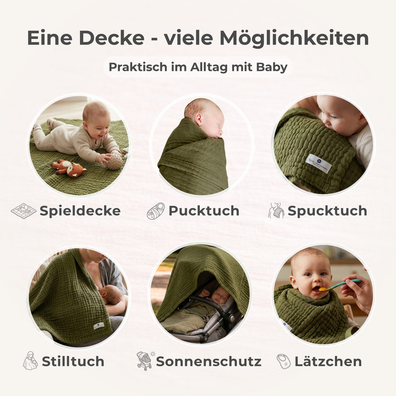 Olive 4 in 1 Muslin Baby Blanket