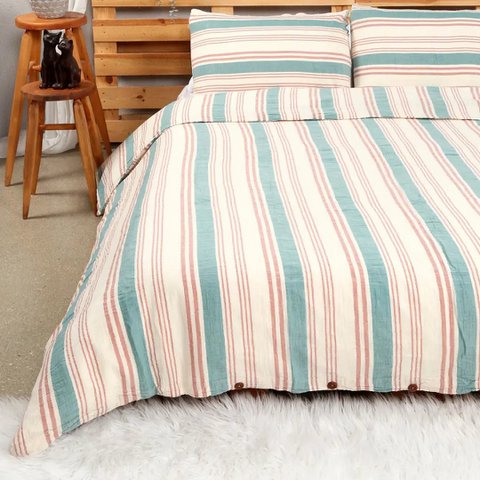Linea mousseline gestreepte dekbedovertrekset