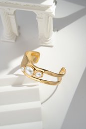 Gouden grote pistool Ackborn met natuursteen - roestvrij staal