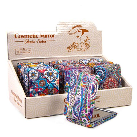 Cosmetics mirror angular in Boho -style 1 - 12 -Set - 7.5 x 7.5 x 1cm