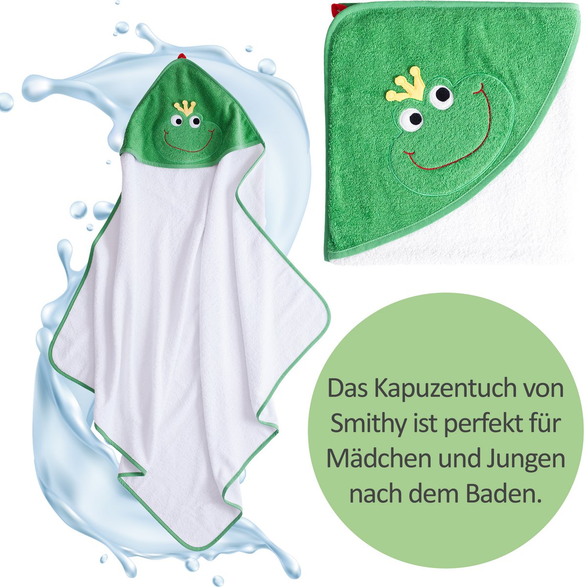 Hættehåndklæde Frog Prince, 100 x 100