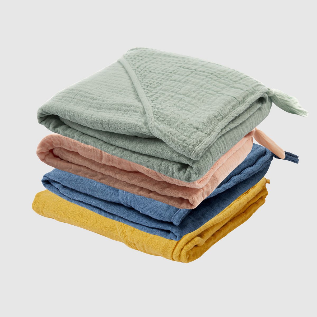 OrganicEra Organic Muslin Baby Hooded Towel, Salmon