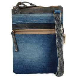 Sunsa women's small sustainable shoulder bag. Vegan shoulder bag made from recycled jeans & canvas. Handbag vintage retro style. Crossbody bag for women.