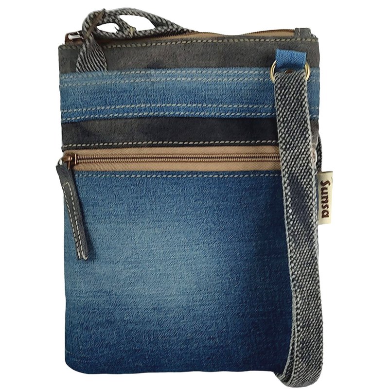 Bolso bandolera pequeño de mujer Sunsa sostenible. Bolso de hombro vegano hecho de lona y jeans reciclados. Bolso estilo retro vintage. Bolso bandolera para mujer.