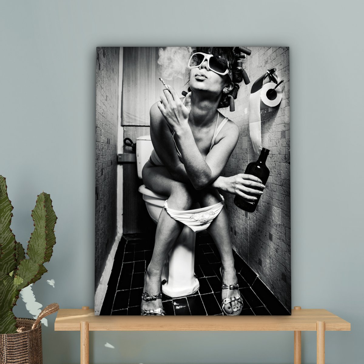 Canvas Painting - Wall Decoration Woman - Vintage - Curles - Toilet - Cigarette - Wall Decoration Living Room - Bedroom Decoration - Room Accessories - Canvas Paintings