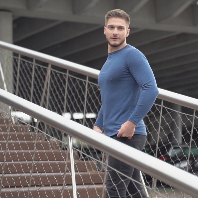 Men's Merino 160 Long Sleeve Crew Denim