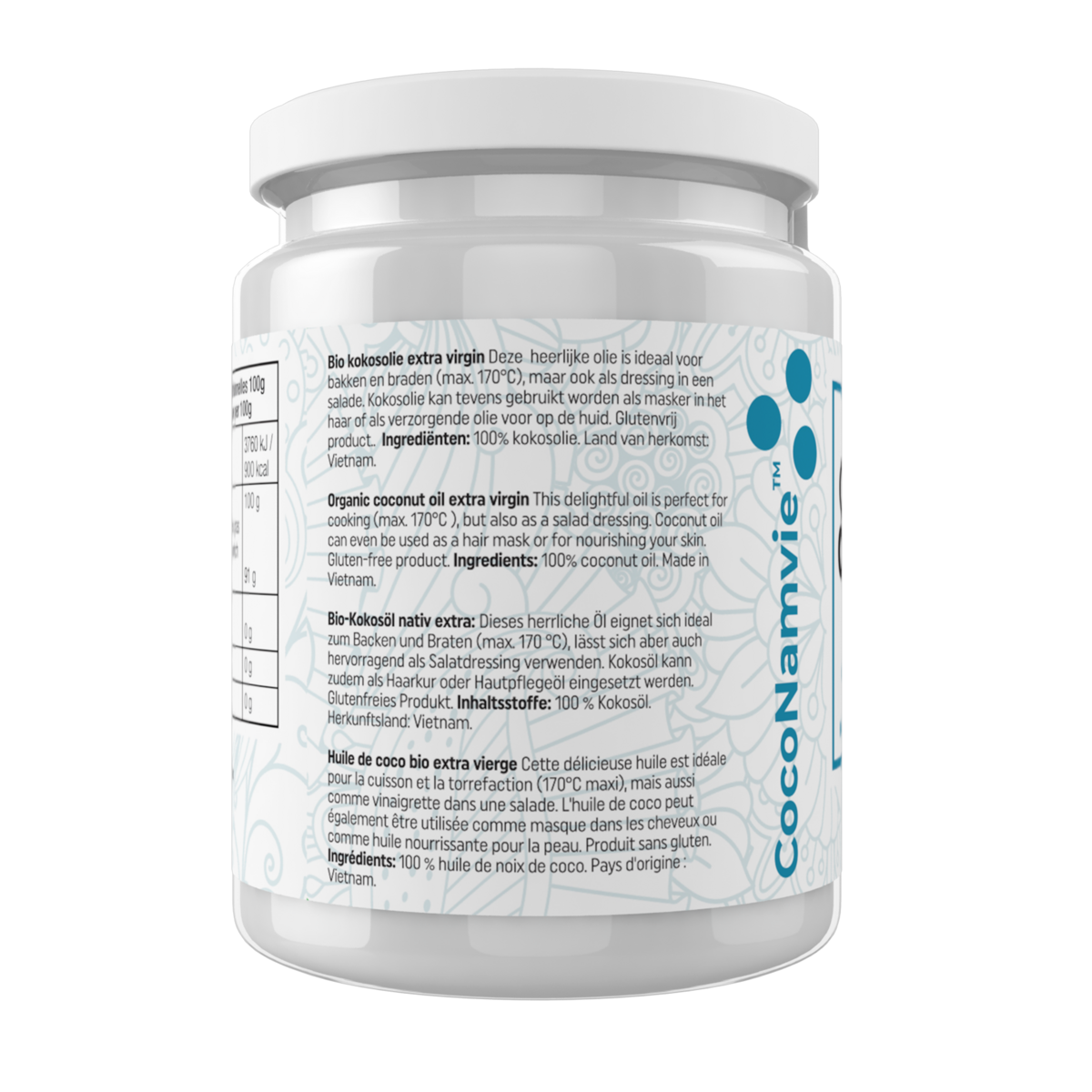 CocoNamvie - 500ml Organic Coconut Oil Extra Virgin - Cold Pressed