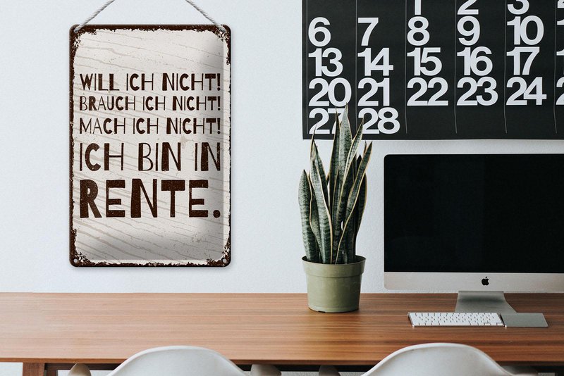 Plaque en tôle disant 20x30 cm Je ne le fais pas, je suis à la retraite, plaque décorative