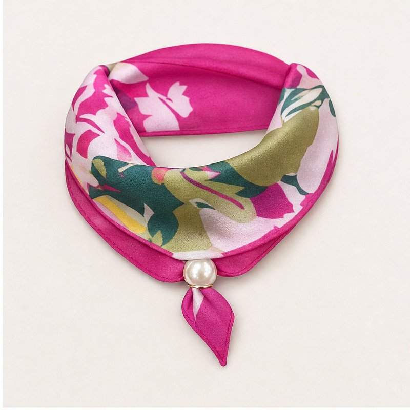 HS Pearl Scarf Satin Print Flowers - Multiple Prints
