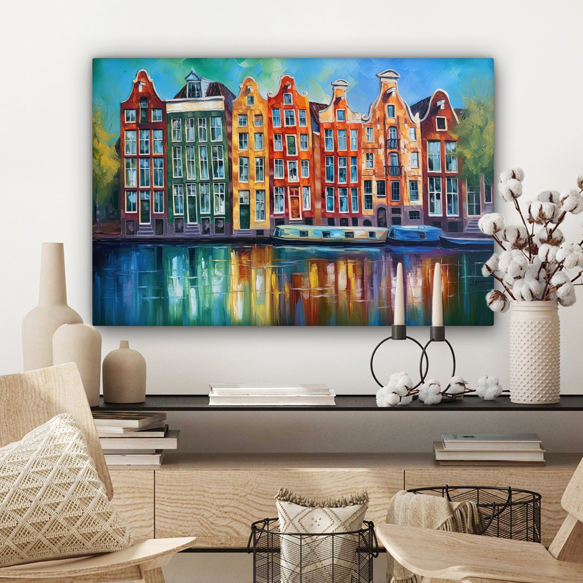Peinture sur toile - Décoration murale Amsterdam - Huile - GRAISE - Peinture - Art - Décoration murale Salon - Décoration de la chambre - Accessoires de chambre - Paintes de toile