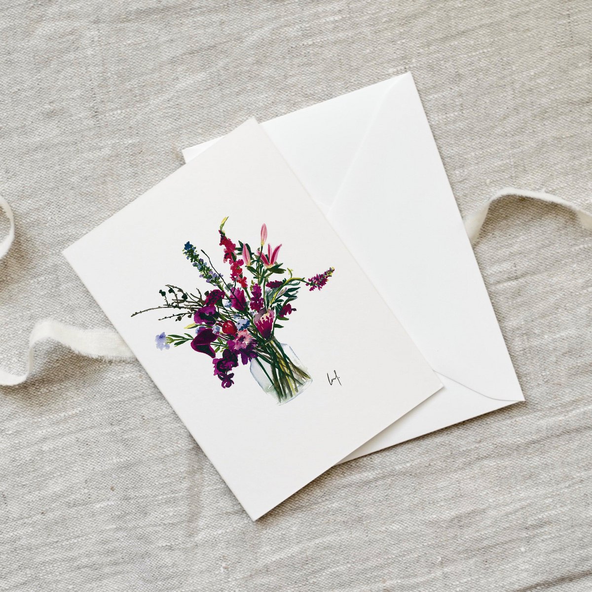 Wenskaart Violette Bloemen