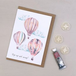 Balony na ogrzane powietrze Ręcznie malowana kartka z życzeniami