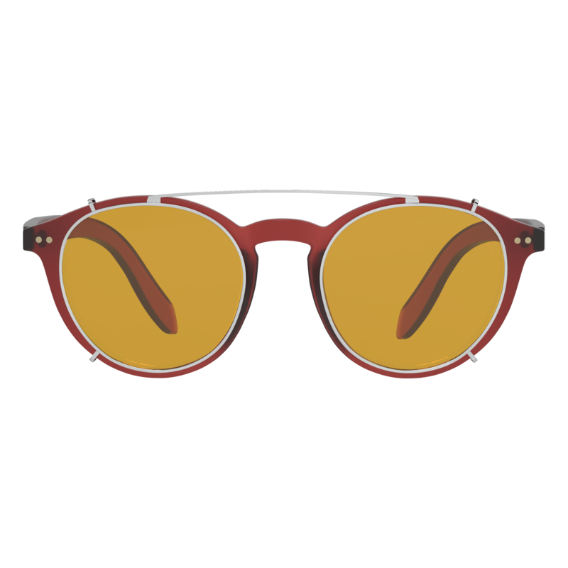 Lennon Blue Light Glasses - Everyday Linse med Heavy Duty Clip-on (rød ramme)