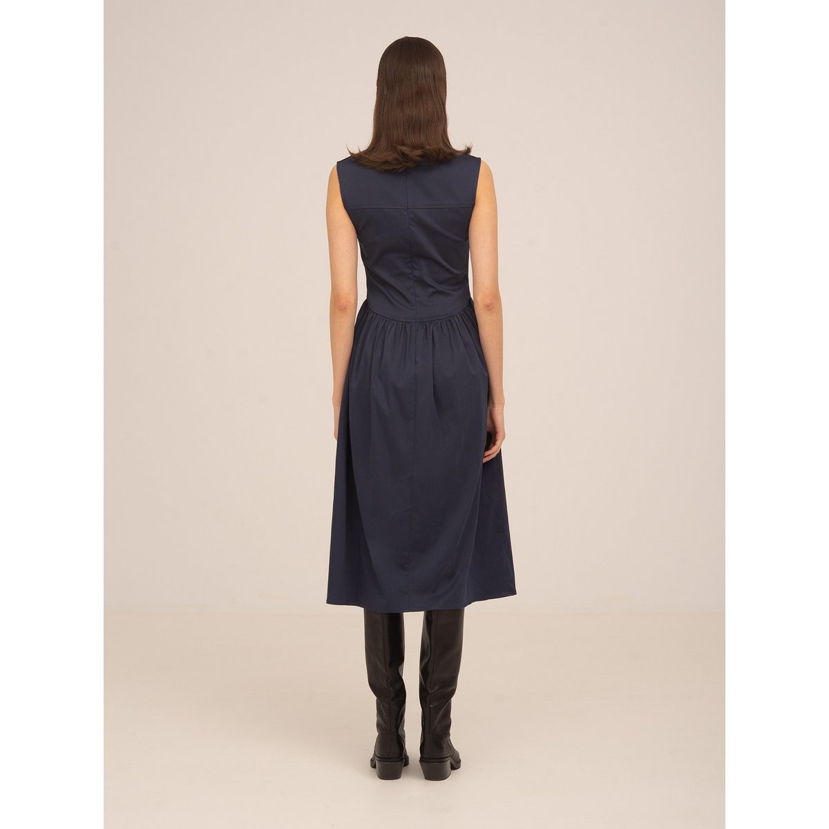 Frame blauwe midi-jurk
