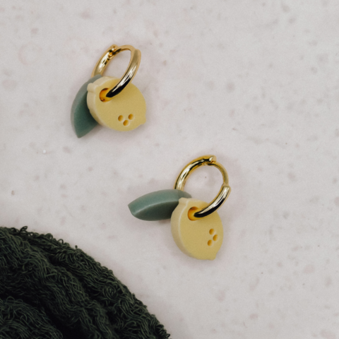 Ear rings lemon creoles made of acrylic yellow lemons - 18k gilded light earrings fruits