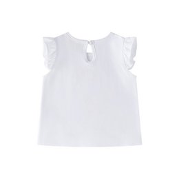 Baby white t-shirt with ruffle sleeves and pink drawing BGV66582