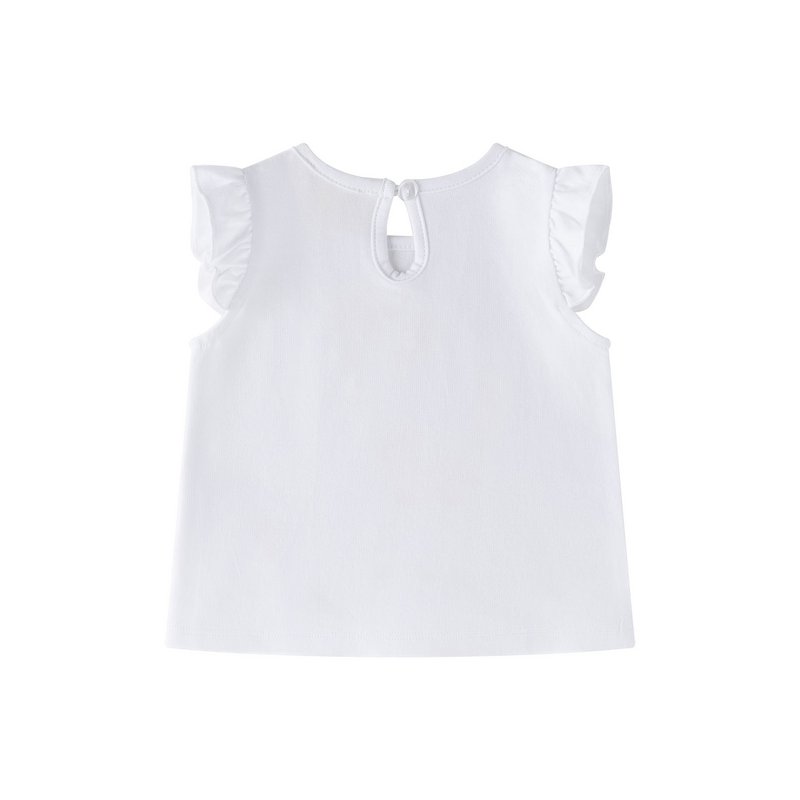 Baby white t-shirt with ruffle sleeves and pink drawing BGV66582
