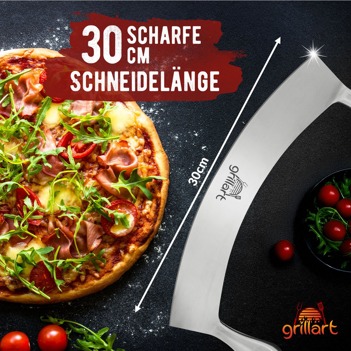 Grillart® Premium Pizzameser - Cutter de pizza en acier inoxydable extra-pointu