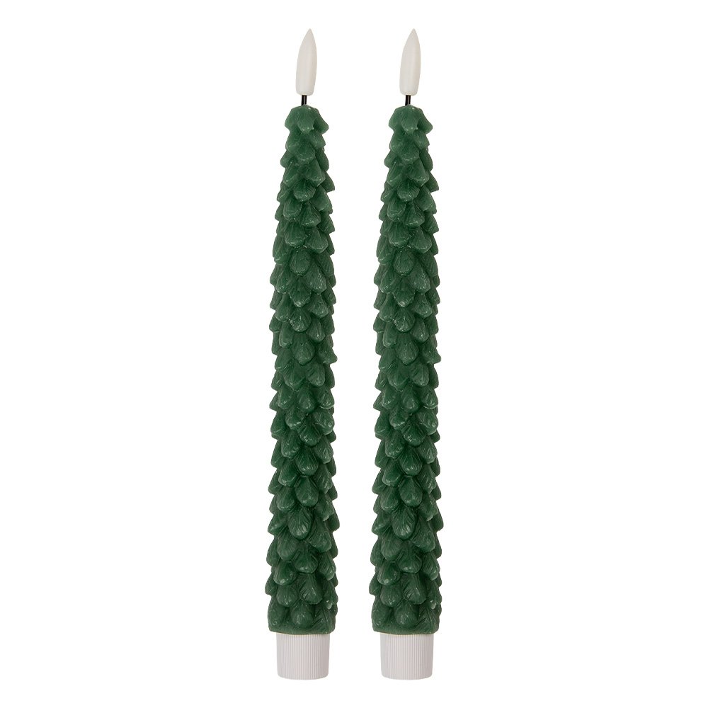 LED Dinerkaarsen set van 2 Ø 3x25 cm Groen Wax