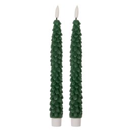 LED Dinerkaarsen set van 2 Ø 3x25 cm Groen Wax