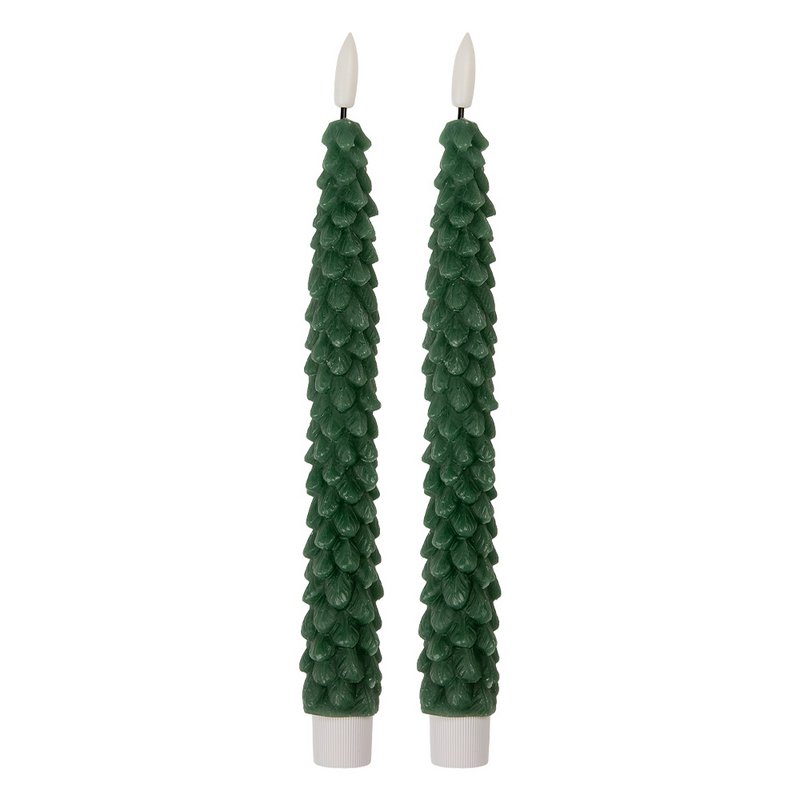 LED Dinerkaarsen set van 2 Ø 3x25 cm Groen Wax
