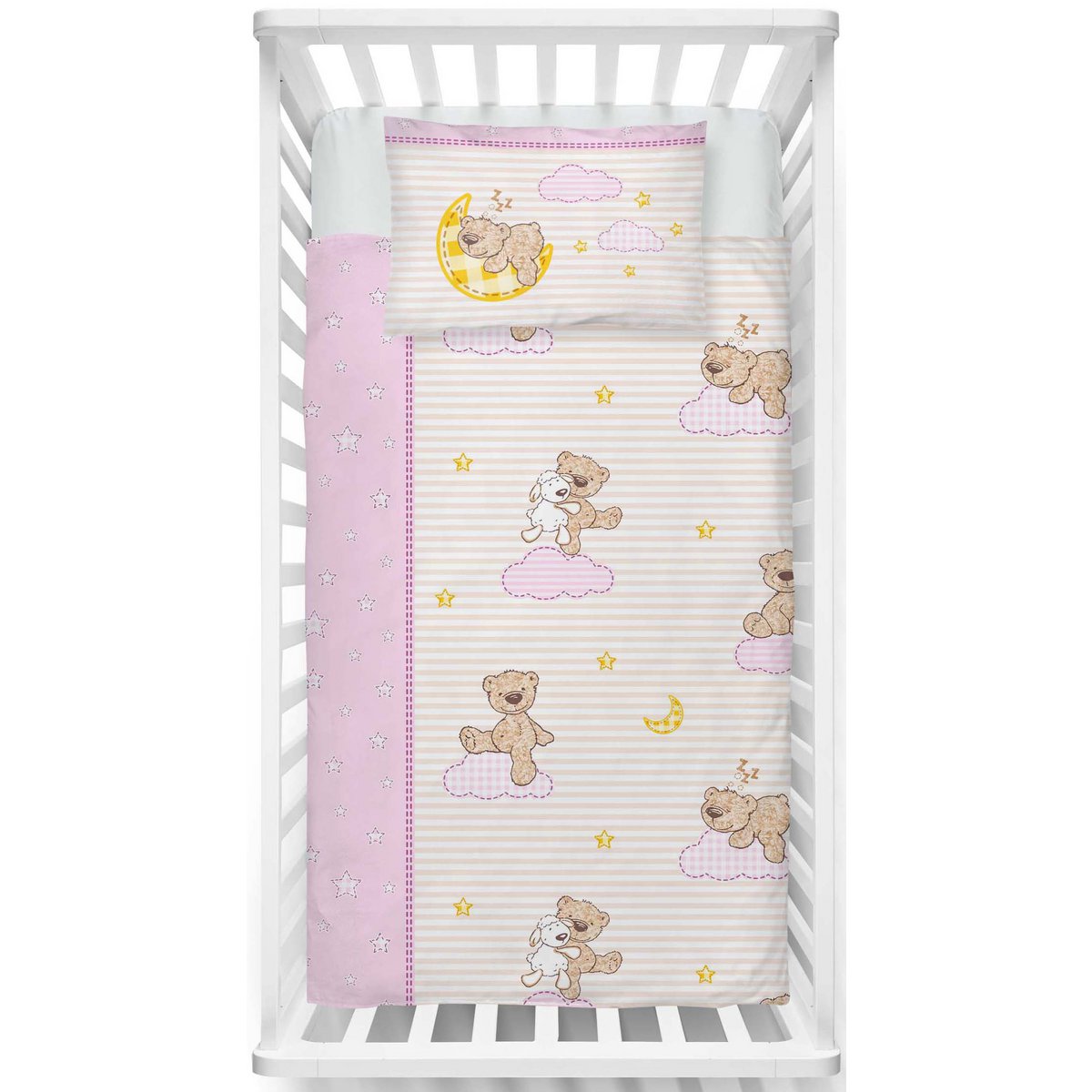 Beaver beddengoedset 100x135cm teddy in roze