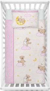 Beaver bed linen set 100x135cm teddy in pink