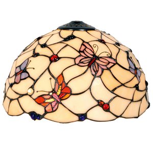 Lampshade tiffany Ø 30x20 cm Beige pink glass butterfly glass lampshade