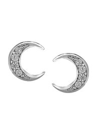 Hoepel oorbellen | Zilverkleurige halve maan half verguld | Rhodium