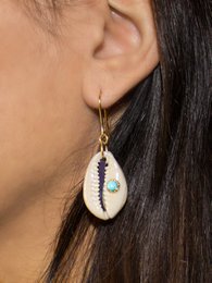 Cowrie Shell Earrings With Turquoise