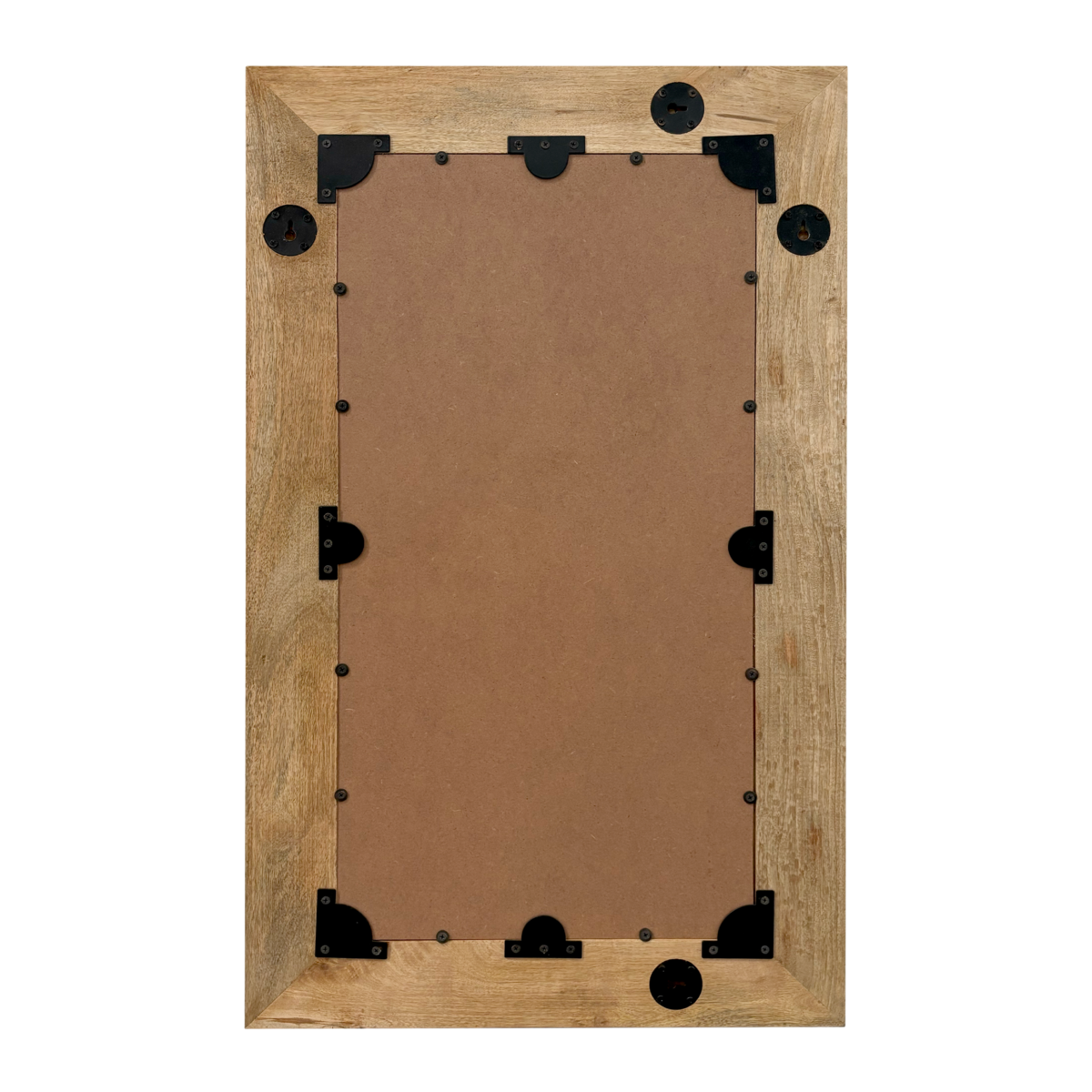 Geschnitzter Bodenspiegel aus hellbraunem Holz, 90 x 3 x 54 cm