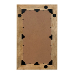 Geschnitzter Bodenspiegel aus hellbraunem Holz, 90 x 3 x 54 cm