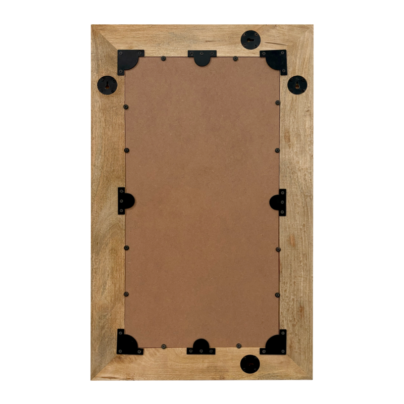 Geschnitzter Bodenspiegel aus hellbraunem Holz, 90 x 3 x 54 cm