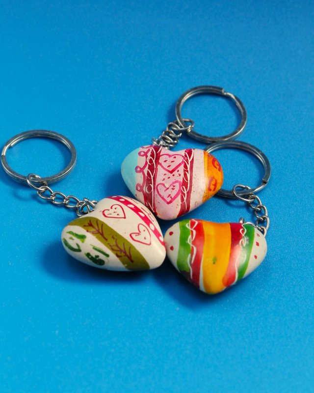 Schlüsselanhänger Herz flach design - Speckstein