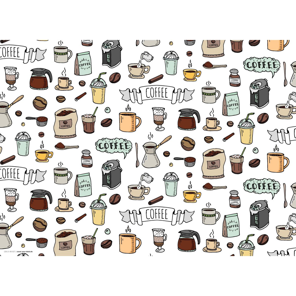 Garabatos de café - Manteles individuales | Manteles Individuales de Vinilo Premium 44 x 32 cm - 4 piezas