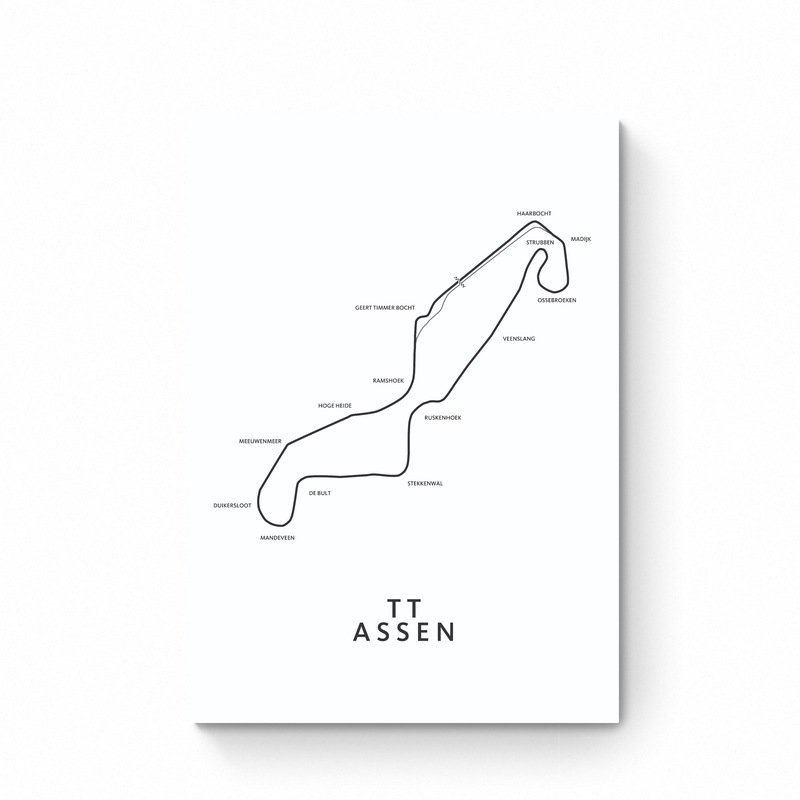 TT Assen - Mapa del circuito - Blanco - Póster del mapa