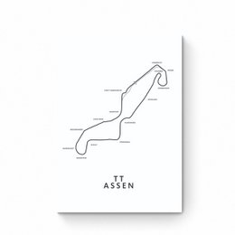 TT Assen - Circuit Map - White - Map Poster