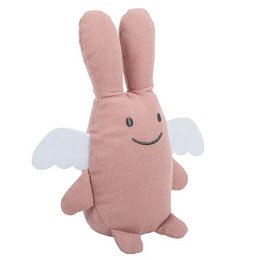 Ange Lapin Doudou - Vieux Rose avec Hochet 20Cm Coton Bio 