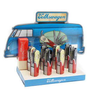 VW display of 8 folding multifunction pocket knives