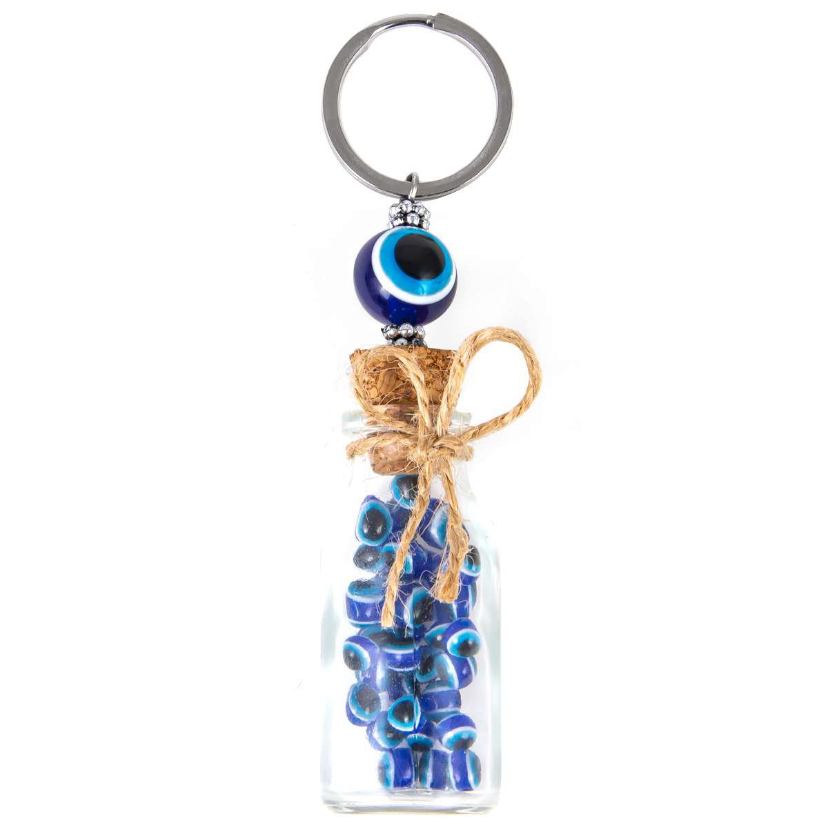 Glass key rings - blue - 12 x 3cm