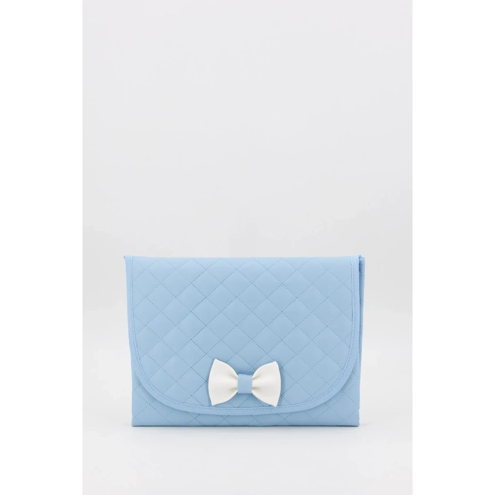 Matelas à langer matelassé pour bébé avec nœud, bleu