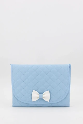 Baby Quilted Changing Mat with Bow, Blue