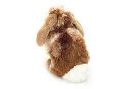 Konijn zittend donkerbruin wit gevlekt 20 cm - knuffel - knuffeldier