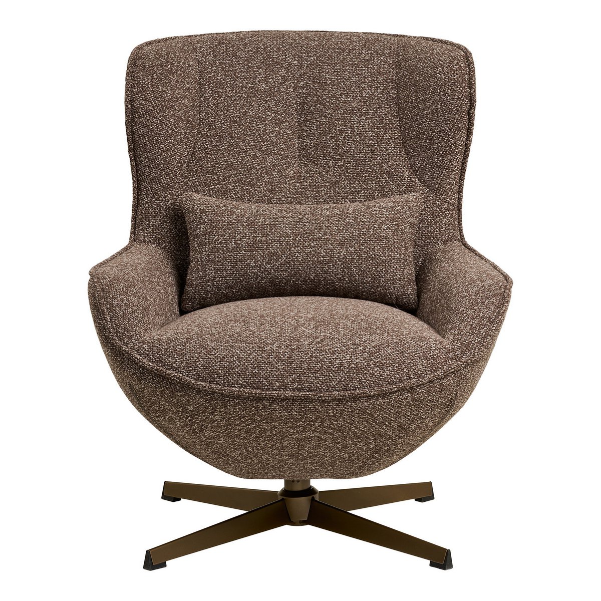 Blenheim Lounge stoel met draaibare, bruine, bronskleurige poten, HN1305