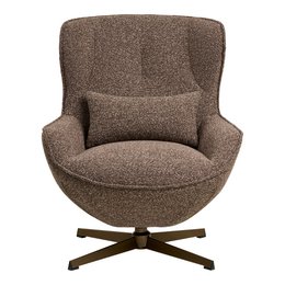 Blenheim Lounge stoel met draaibare, bruine, bronskleurige poten, HN1305